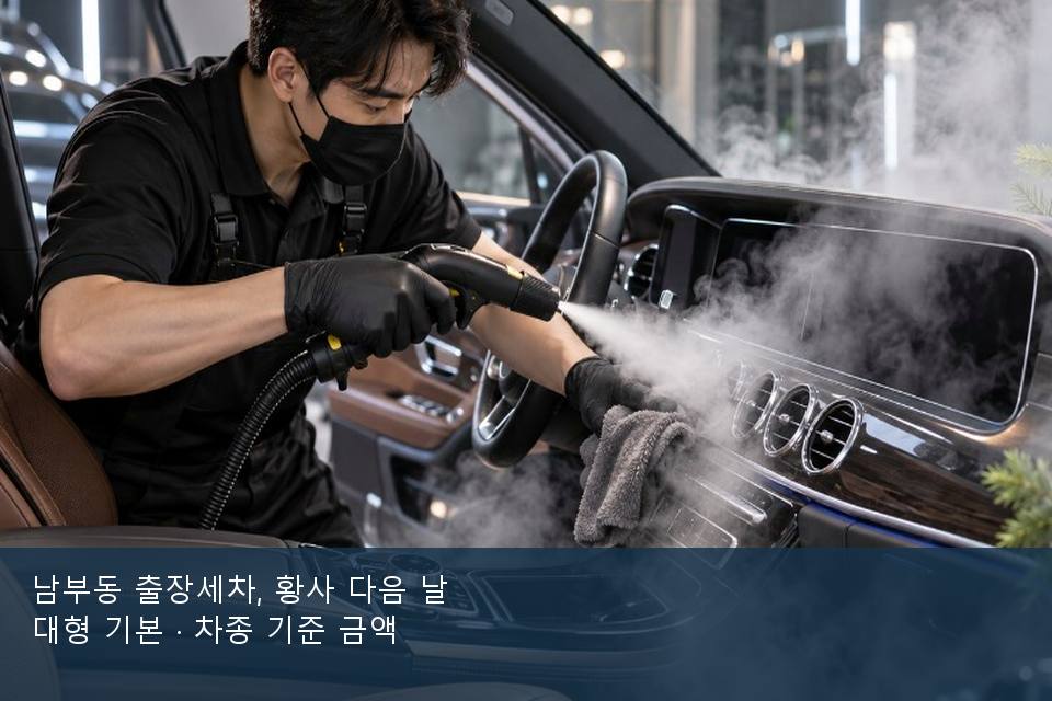 남부동 출장세차, 황사 다음 날 대형 기본 · 차종 기준 금액